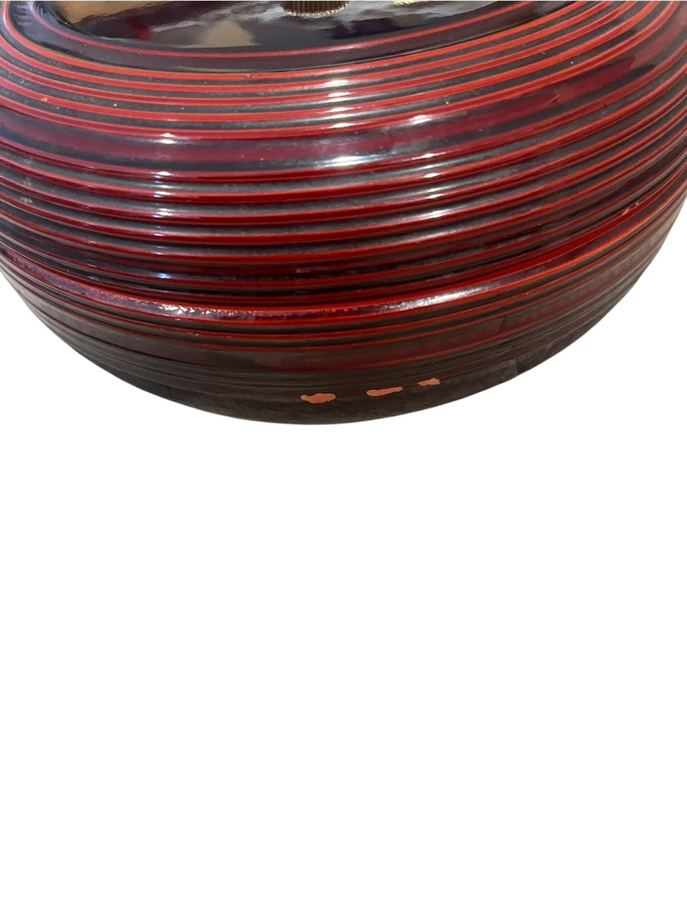 VTG Japanese Lacquerware Serving Bowl w/Lid Rice Salads Food Vessel Finial - Picture 6 of 8